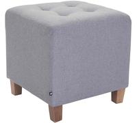 CLP Poggiapiedi Divano Pharao I Sgabello Pouf Capitonné Imbottito in Stoffa I Sgabello Basso Salotto Piedini in Legno, Colore:Grigio Chiaro