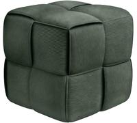 CLP Poggiapiedi Forinta in Velluto a Coste, Forma Quadrata Imbottita, Design Moderno Beige, Ideale per Soggiorno e Camera da Letto, Colore:Verde Scuro