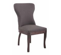 CLP Poltrona Barocco Moderno Windsor in Tessuto I Poltroncina Trono Pranzo Alto Schienale E Telaio in Legno di caucciù, Colore:Grigio Scuro