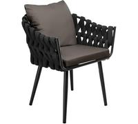 CLP Poltrona da giardino Naxos in corda antracite con braccioli sedia per balcone terrazza giardino portata fino a 150 kg | Colore grigio