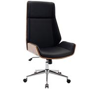 CLP Poltrona Direzionale Breda In Similpelle E Legno I Sedia Ufficio Girevole E Regolabile Desgin Rétro Vintage Colore:noce/nero
