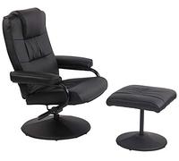 CLP CLP Poltrona Ennis Con Poggiapiedi I Seduta Rilassante In Similpelle Girevole 360° I Schienale Ergonomico, Colore:nero