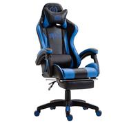 CLP Poltrona Gaming con Poggiapiedi Ignite in Similpelle I Sedia Racing Ufficio con Cuscini Removibili, Colore:Nero/Blu
