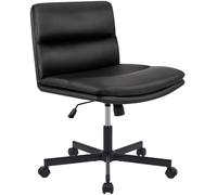 CLP Poltrona Lounge Imbottita Regolabile in Altezza Eldor, Sedia da Ufficio in Similpelle, Girevole con Schienale e Ruote, Fino a 135 kg, Colore:Nero