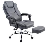 CLP Poltrona Presidenziale E Relax Castle In Similpelle I Sedia Ergonomica Imbottita Con Poggiapiedi, Colore:grigio