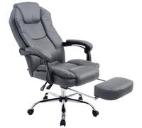 CLP Poltrona Presidenziale E Relax Castle In Similpelle I Sedia Ergonomica Imbottita Con Poggiapiedi, Colore:grigio