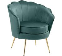 CLP Poltrona Rosita I Sedia imbottita con rivestimento in velluto I Struttura in metallo dorato, Colore:verde