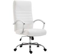 CLP - Poltrona Ufficio Valais XL in Similpelle I Sedia Ufficio Girevole Imbottita con Alto Schienale I Sedia Direttore con Braccioli Rivestiti Bianco