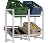 CLP Portacasse in Metallo per Bevande Stack, portacasse per Bevande salvaspazio Robusto e salvaspazio per Casse di Bevande, Colore:Bianco, Dimensione:75x91x31 cm