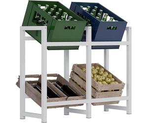 CLP Portacasse in Metallo per Bevande Stack, portacasse per Bevande salvaspazio Robusto e salvaspazio per Casse di Bevande, Colore:Bianco, Dimensione:75x91x31 cm