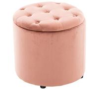 Pouf Contenitore Pantin in Velluto Design Chesterfield I Poggiapiedi Divano Contenitore con Coperchio I Sgabello Puff con Piedini, Colore:Rosa