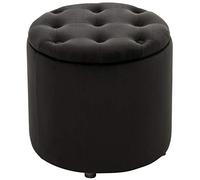 Pouf Contenitore Pantin in Velluto Design Chesterfield I Poggiapiedi Divano Contenitore con Coperchio I Sgabello Puff con Piedini, Colore:Nero