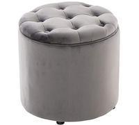 CLP Pouf Contenitore Pantin in Velluto Design Chesterfield I Poggiapiedi Divano Contenitore con Coperchio I Sgabello Puff con Piedini, Colore:Grigio