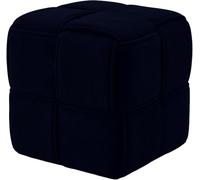 CLP Pouf in velluto a coste Forinta, design moderno quadrato, sgabello comodo, poggiapiedi e cubo seduta per soggiorno e camera da letto | Colore blu notte