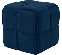CLP Pouf in velluto a coste Forinta, design moderno quadrato, sgabello comodo, poggiapiedi e cubo seduta per soggiorno e camera da letto | Colore blu
