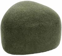 CLP Pouf ovale Alfrisa, pouf imbottito in tessuto Teddy, poggiapiedi imbottito per soggiorno e camera da letto, struttura in legno stabile, Colore:verde scuro