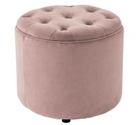 CLP Pouf Rotondo con Contenitore Pantin, poggiapiedi Imbottito in Velluto, Stile Chesterfield per Soggiorno e Camera Colore Rosa
