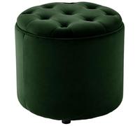 Pouf Contenitore Pantin in Velluto Design Chesterfield I Poggiapiedi Divano Contenitore con Coperchio I Sgabello Puff con Piedini, Colore:Verde