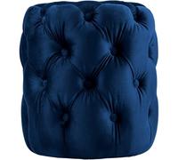 CLP Pouf Rotondo in Velluto, Drancy, Imbottito con Bottoni Decorativi, Stile Chesterfield, Pouf per Soggiorno, Camera da Letto, Colore:Blu, Dimensione:M