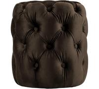 CLP Pouf Rotondo in Velluto, Drancy, Imbottito con Bottoni Decorativi, Stile Chesterfield, Pouf per Soggiorno, Camera da Letto, Colore:Marrone, Dimensione:M