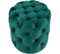 CLP Pouf Rotondo in Velluto, Drancy, Imbottito con Bottoni Decorativi, Stile Chesterfield, Pouf per Soggiorno, Camera da Letto, Colore:Verde Scuro, Dimensione:M