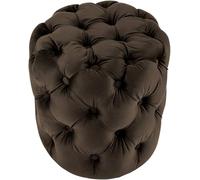 CLP Pouf Rotondo in Velluto, Drancy, Imbottito con Bottoni Decorativi, Stile Chesterfield, Pouf per Soggiorno, Camera da Letto, Colore:Marrone, Dimensione:M
