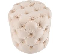 CLP Pouf Rotondo in Velluto, Drancy, Imbottito con Bottoni Decorativi, Stile Chesterfield, Pouf per Soggiorno, Camera da Letto, Colore:Crema, Dimensione:M