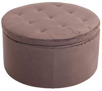 CLP Pouf Tondo Contenitore Evora in Velluto I Stoffa O Similpelle I Sgabello Basso Scoperchiabile con Fodera Trapunta, Colore:Marrone, Materiale:Velluto