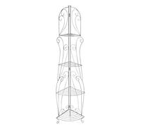 CLP Scaffale Angolare Irma in Metallo I Angoliera 4 Ripiani I Scaffale Angolare da Parete Bagno O Cucina Richiudibile, Colore:Antico Bianco