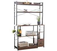 CLP Scaffale da Cucina con Mensole Fehring I Organizer Oggetti Salvaspazio con Ripiani E Cassetti I Mobile in MDF E Metallo, Colore:Noce