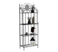 CLP Scaffale Espositore Flora in Ferro - Étagère Piante Richiudibile 4 Ripiani Spaziosi I Scaffale Libreria Shabby Chic I Scaffale Dispensa per Cucina Porta Spezie o Fiori Nero