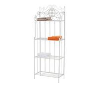 CLP Scaffale Espositore Flora in Ferro - Étagère Piante Richiudibile 4 Ripiani Spaziosi I Scaffale Libreria Shabby Chic I Scaffale Dispensa per Cucina Porta Spezie o Fiori Bianco