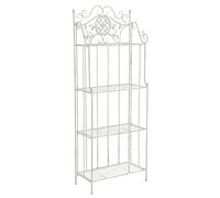 CLP Scaffale Espositore Flora in Ferro - Étagère Piante Richiudibile 4 Ripiani Spaziosi I Scaffale Libreria Shabby Chic I Scaffale Dispensa per Cucina Porta Spezie o Fiori Bianco Antico