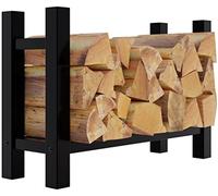 CLP Scaffale per legna da ardere Medya I Robusto scaffale per legna da ardere in metallo nero I Aiuto per l'impilamento della legna da ardere | Dimensione 30x80x60 cm Forma angolare