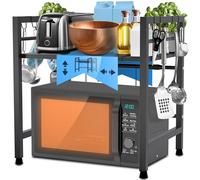 CLP Scaffale per microonde Marana verticale a più livelli I Larghezza variabile I Ideale per il piano di lavoro in cucina, Colore:nero, Dimensione:2 stadi