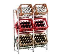 CLP Scaffale Porta Casse di Bibite Lennert I Robusto Scaffale in Acciaio Inox I Scaffale per Cucina Garage I Portabottiglie Robusto, Colore:Cromo, Dimensione:XL