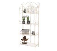 CLP Scaffale Rustico ANIKA in Ferro - Étagère Salvaspazio Richiudibile 4 Ripiani Forellati - Scaffale a Muro Decorativo Shabby Chic - Portafiori e Piante per Cucina o Soggiorno Crema Antico