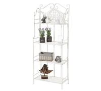 CLP Scaffale Rustico ANIKA in Ferro - Étagère Salvaspazio Richiudibile 4 Ripiani Forellati - Scaffale a Muro Decorativo Shabby Chic - Portafiori e Piante per Cucina o Soggiorno Bianco Antico