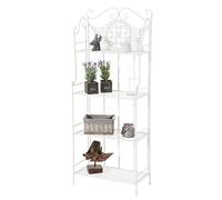 CLP Scaffale Rustico ANIKA in Ferro - Étagère Salvaspazio Richiudibile 4 Ripiani Forellati - Scaffale a Muro Decorativo Shabby Chic - Portafiori e Piante per Cucina o Soggiorno Bianco