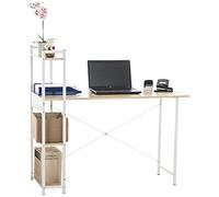 CLP Scrittoio Poe Look Industriale I Scrivania Stile Rustico con Ripiano Estraibile Realizzato a Mano I Scrittoio Studio con Mensole, Colore:Acero