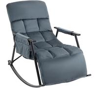 CLP Sedia a dondolo Cathy I Poltrona reclinabile imbottita I Sedia a dondolo con schienale I Struttura in metallo con braccioli e tasca laterale, Colore:grigio scuro, Materiale:Velluto