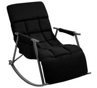 CLP Sedia a dondolo imbottita Elara con poggiapiedi, poltrona relax con schienale regolabile e tasca laterale, adatta per allattamento Colore:nero;Materiale:Stoffa