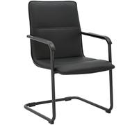 CLP Sedia a sbalzo con braccioli Seattle, sedia moderna imbottita in similpelle, struttura effetto cromo | Colore nero/nero