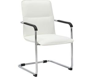 CLP Sedia a sbalzo con braccioli Seattle, sedia moderna imbottita in similpelle, struttura effetto cromo | Colore bianco
