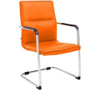 CLP Sedia da Ufficio Seattle I Comoda Sedia Visitatore con Rivestimento in Ecopelle I Design Moderno, con Protezione per Il Pavimento, Colore:Arancione