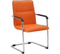 CLP Sedia da Ufficio Seattle I Comoda Sedia Visitatore con Rivestimento in Ecopelle I Design Moderno, con Protezione per Il Pavimento, Colore:Arancione