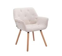 CLP Sedia Attesa Cassidy In Tessuto I Sedia Soggiorno 4 Gambe In Legno I Poltroncina Imbottita Per Conferenze, Colore:beige, Colore del telaio:natura