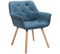 CLP Sedia Attesa Cassidy In Tessuto I Sedia Soggiorno 4 Gambe In Legno I Poltroncina Imbottita Per Conferenze, Colore:blu, Colore del telaio:natura