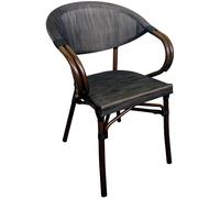CLP Sedia bistrot Sorva da Esterno con braccioli, Resistente alle intemperie, Alluminio Fino a 200 kg, impilabile, Effetto Legno, per Giardino Colore caffè