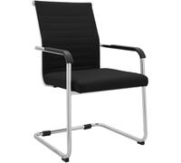CLP Sedia cantilever con braccioli Hakon, sedia da pranzo moderna imbottita effetto pelle, struttura in metallo cromato Colore:nero